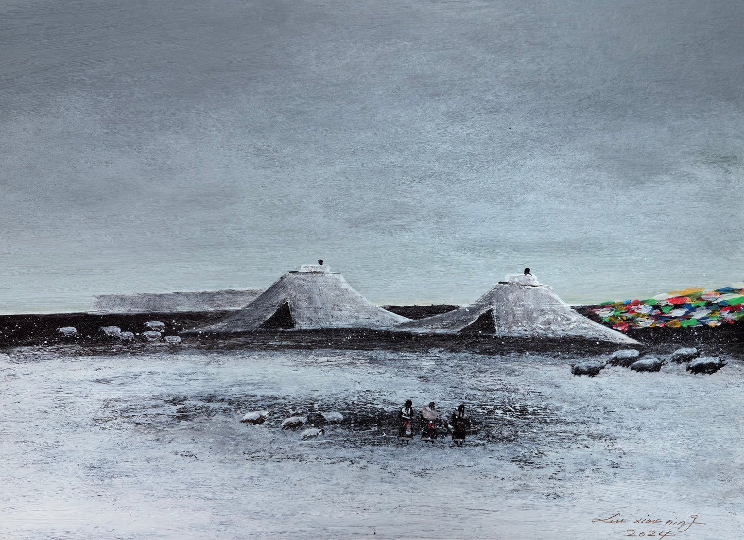 Dwellings on the Plateau — The Gaze Upon Tibet Series, Small Format Oil