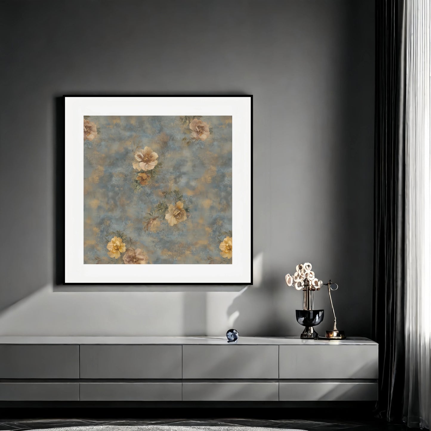 Golden Serenity-Silk Wall Art 90cm×90cm