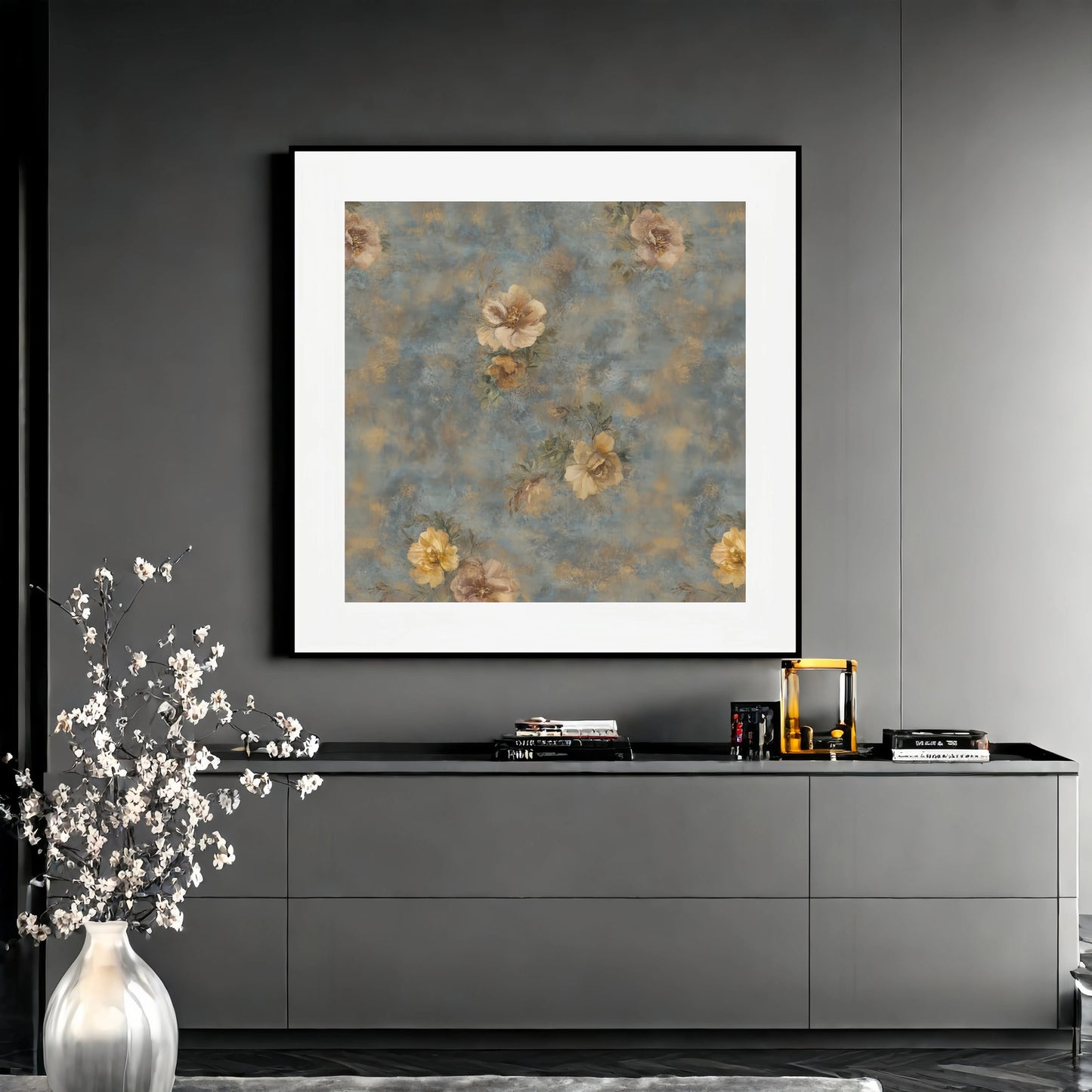 Golden Serenity-Silk Wall Art 90cm×90cm