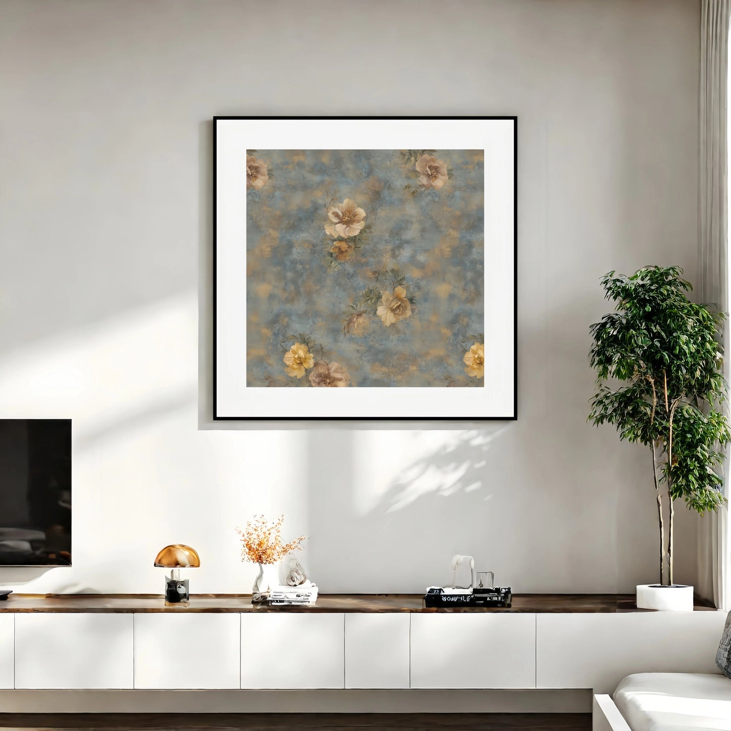 Golden Serenity-Silk Wall Art 90cm×90cm