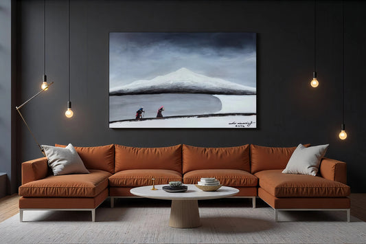 The Pilgrims — The Gaze Upon Tibet Series, Large Format Oil (59.1×31.5 in)Unframed