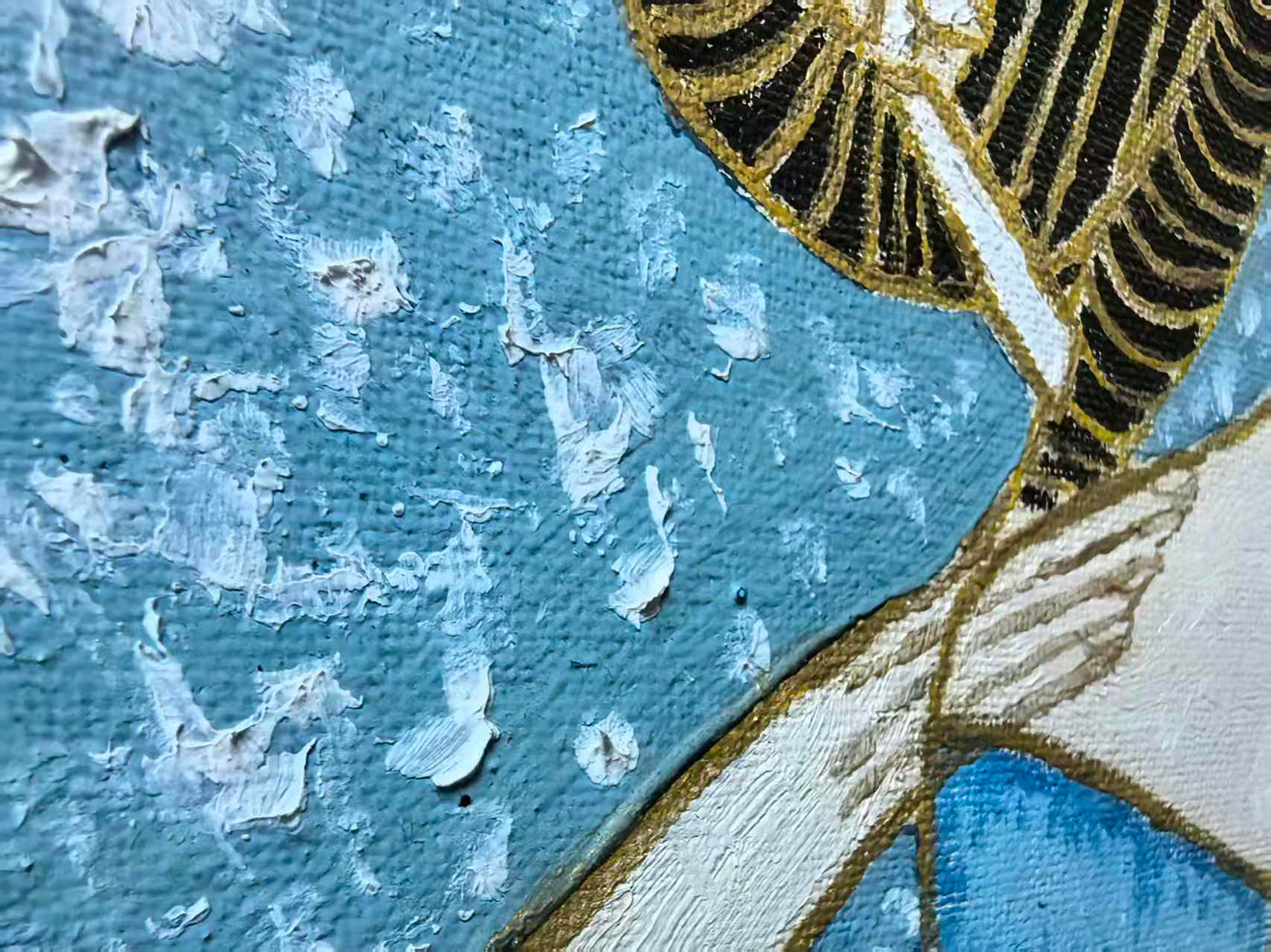 Cranes and Court Lady – Original Oil Painting on Canvas | 31.5 × 31.5 in (Framed: 37.4 × 37.4 in)