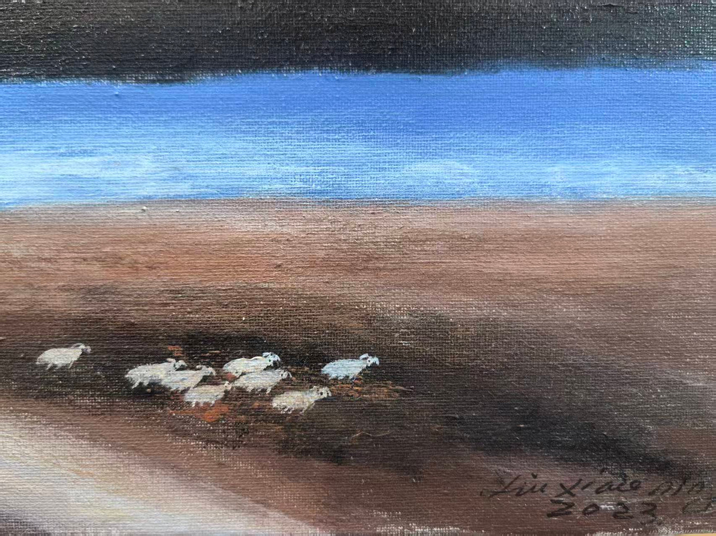 Mother and Child on the Plateau — The Gaze Upon Tibet Series, Small Format Oil