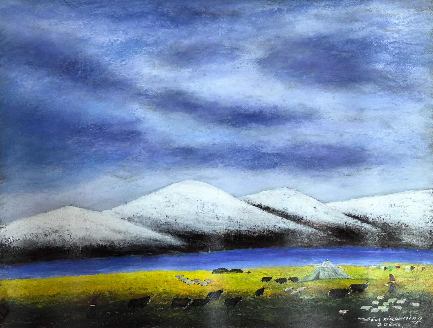 Autumn on the Snowland— The Gaze Upon Tibet Series, Large Format Oil