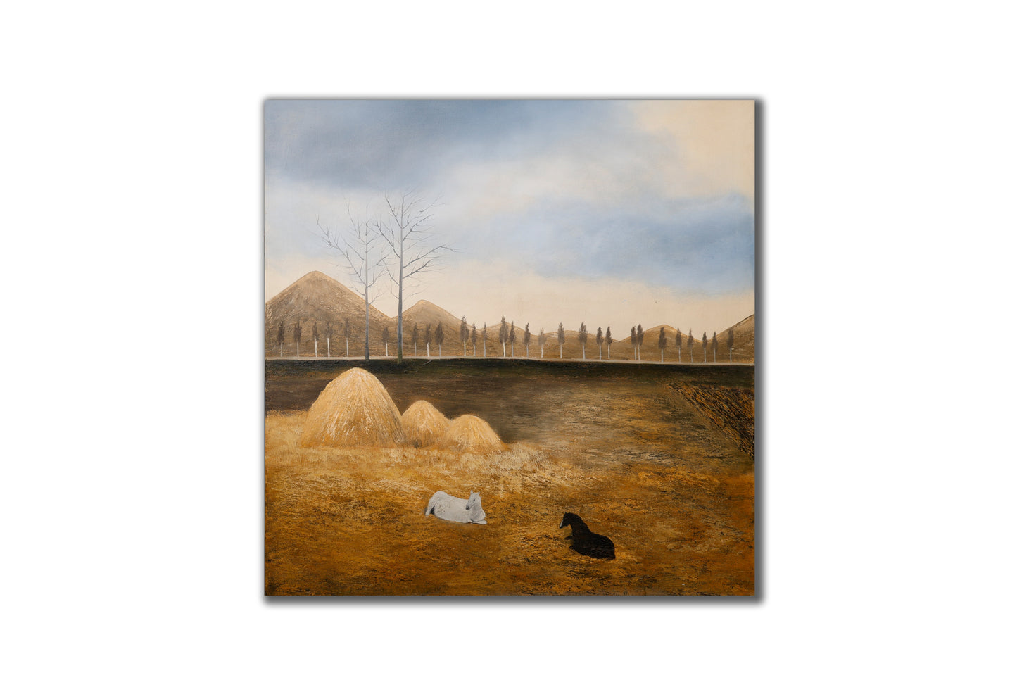 Friends on the Yellow Land — Medium-Large Early Oil Painting by Liu Xiaoning