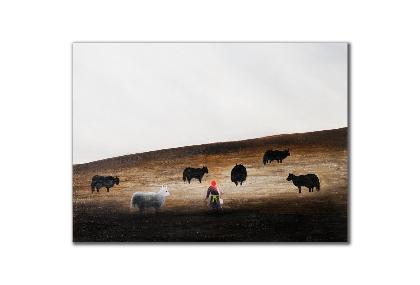 Pastoral Labor— The Gaze Upon Tibet Series, Small Format Oil Painting  by Liu Xiaoning