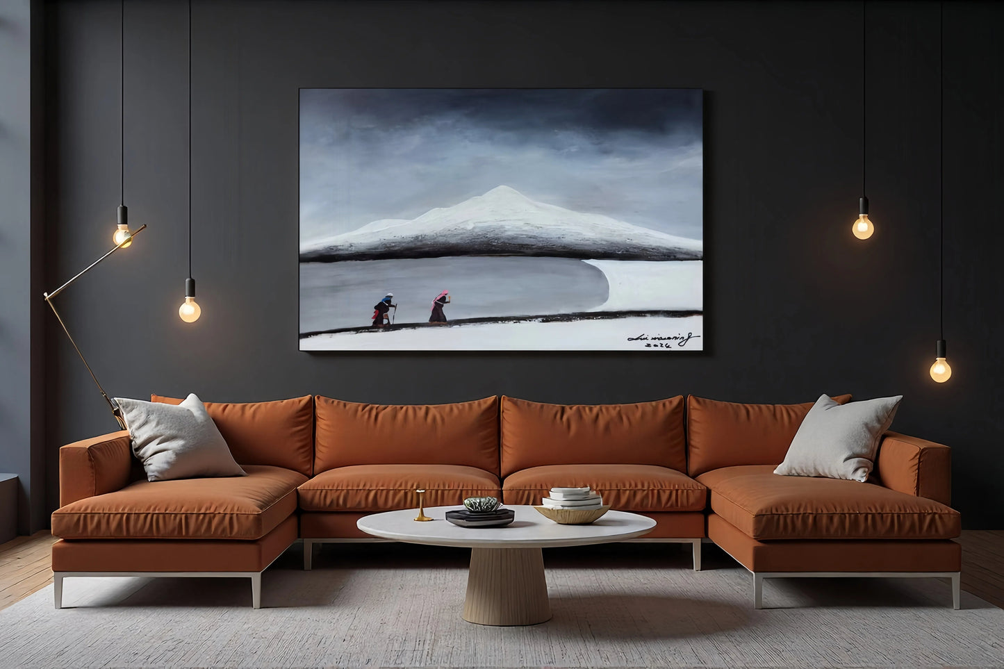 The Pilgrims — The Gaze Upon Tibet Series, Large Format Oil (59.1×31.5 in)Unframed