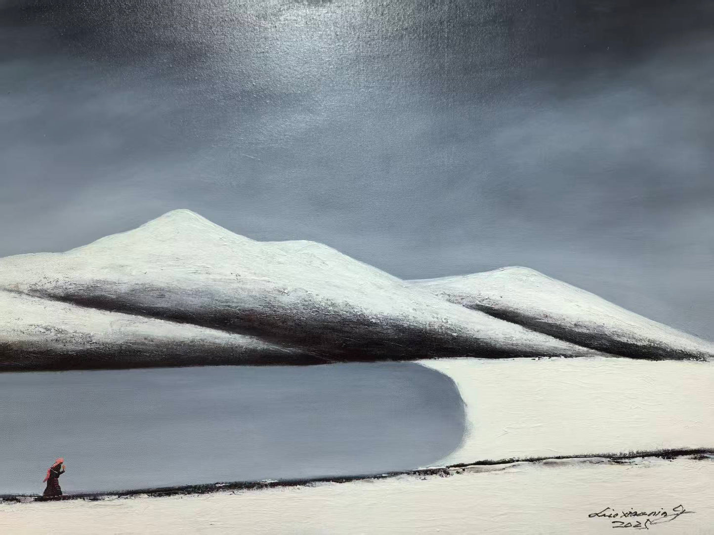 The Pilgrims — The Gaze Upon Tibet Series, Large Format Oil (59.1×31.5 in)Unframed