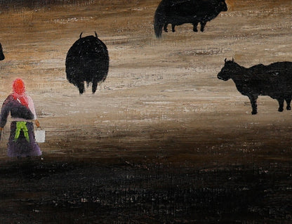 Pastoral Labor— The Gaze Upon Tibet Series, Small Format Oil Painting  by Liu Xiaoning