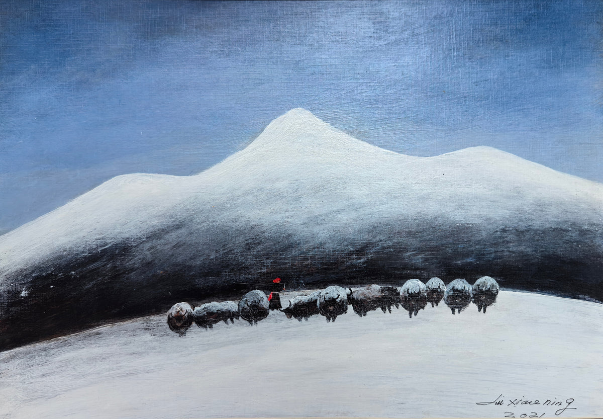 Yak Herders  — The Gaze Upon Tibet Series, Small Format Oil