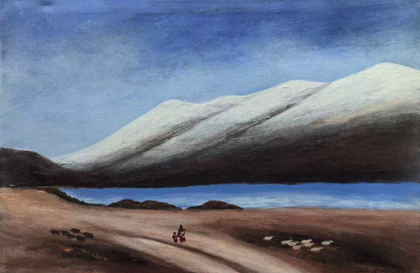 Mother and Child on the Plateau —  15.7'' × 23.6'' Small Format Oil