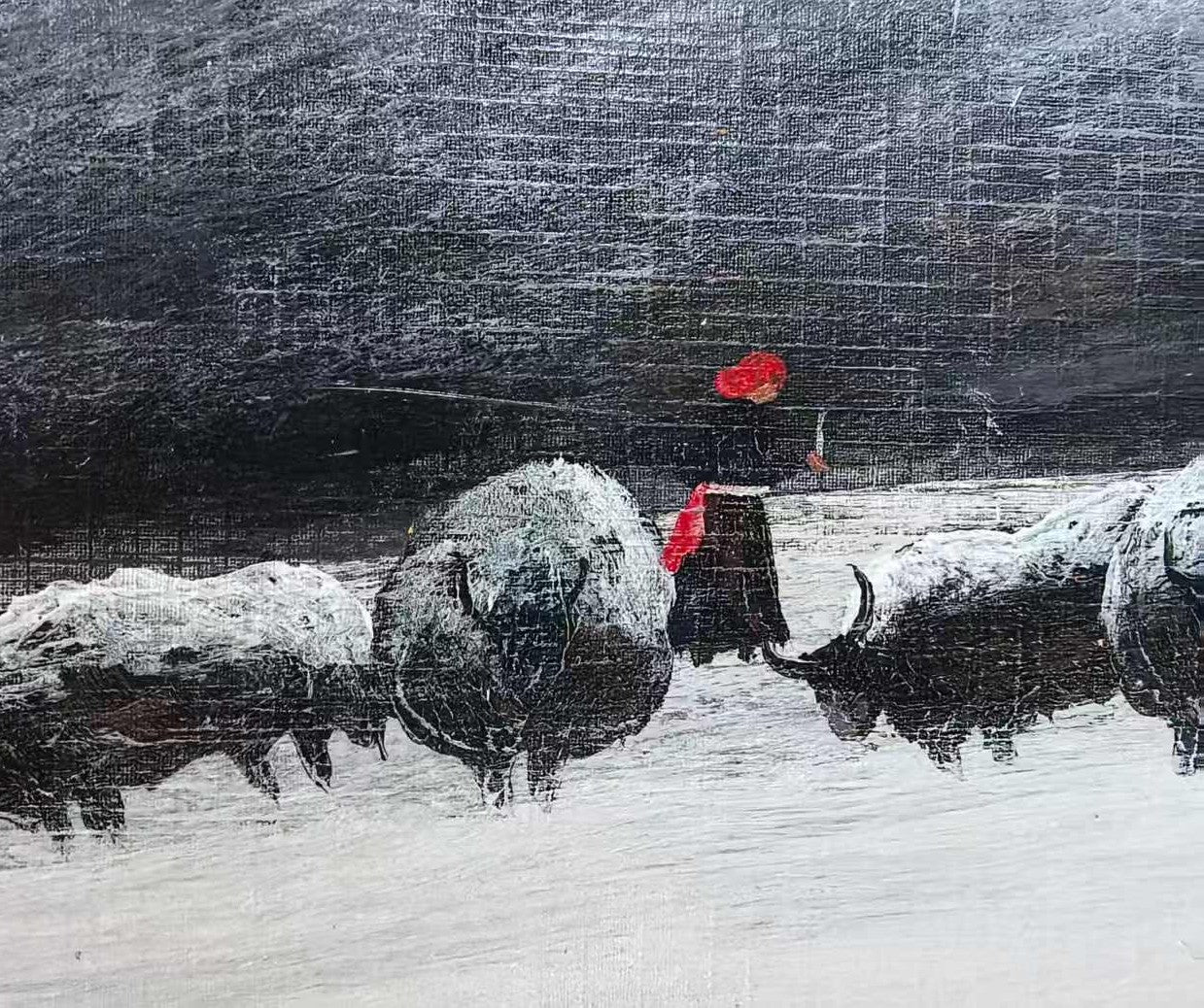 Yak Herders  — The Gaze Upon Tibet Series, Small Format Oil