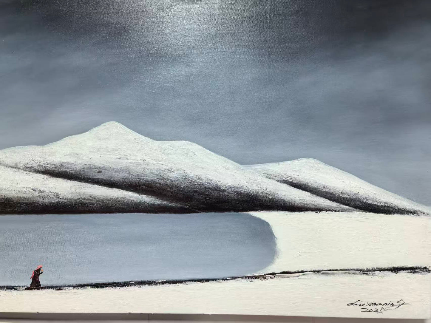 The Pilgrims — The Gaze Upon Tibet Series, Large Format Oil (59.1×31.5 in)Unframed