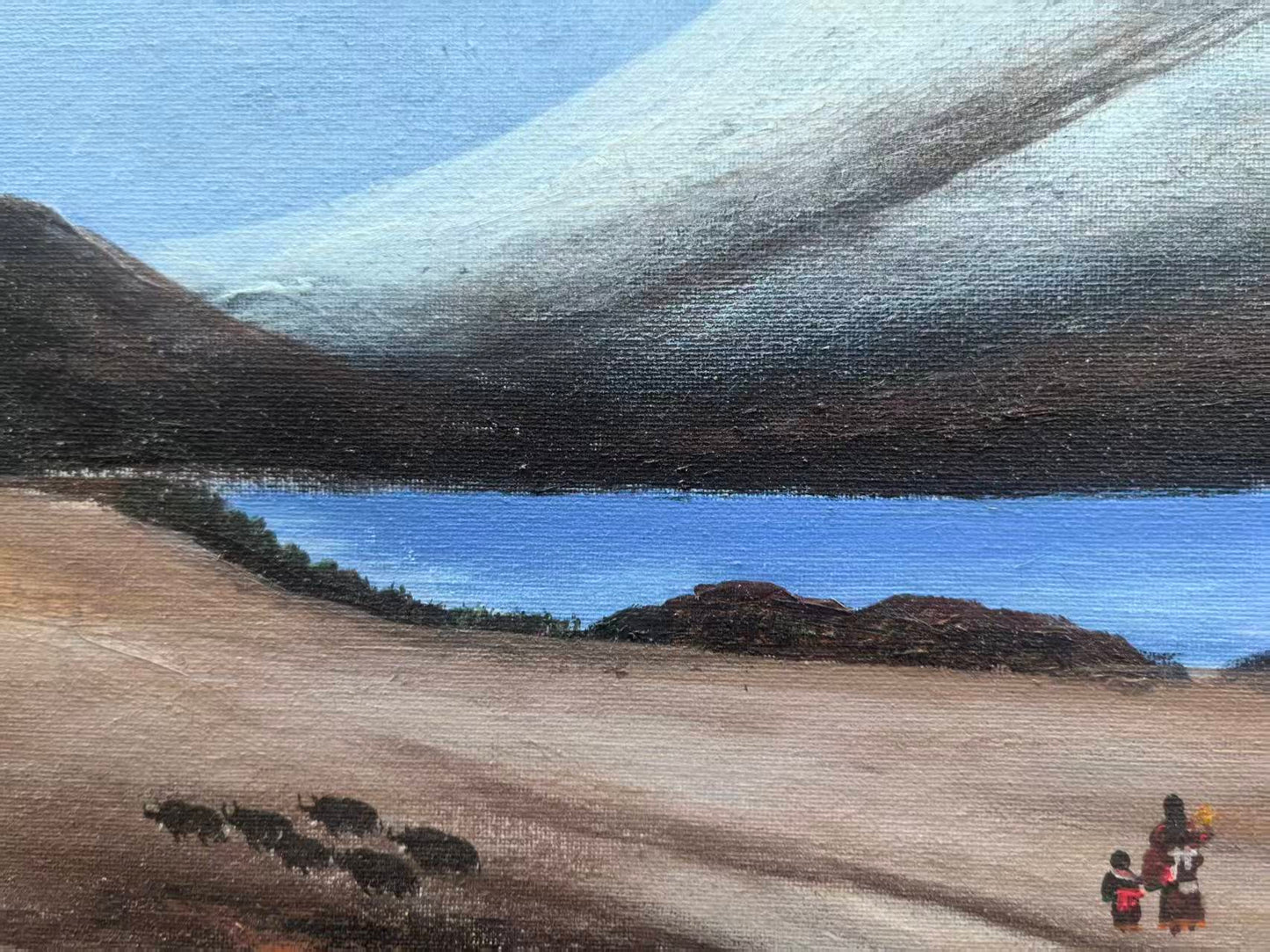 Mother and Child on the Plateau — The Gaze Upon Tibet Series, Small Format Oil