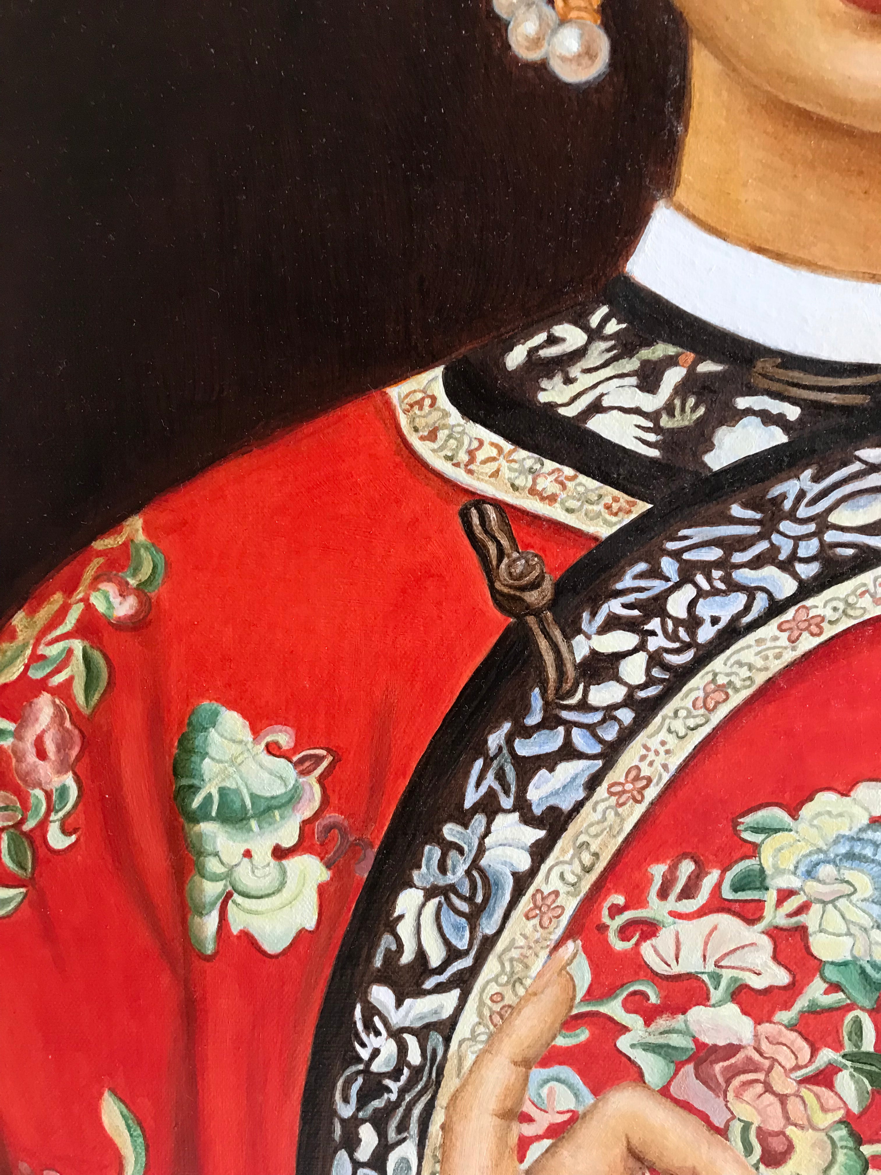 Chinese Qing Dynasty Lady - Oil on Canvas 31.5'' × 23.6'' | Original Painting by Chinese Artist | Magic Bear Art