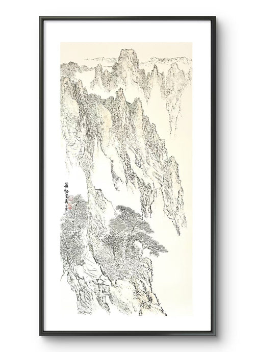 A Thousand Ravines in Splendor - Ink and Color on Xuan Paper 54.3'' × 27.2'' | Chinese Original Painting | Magic Bear Art