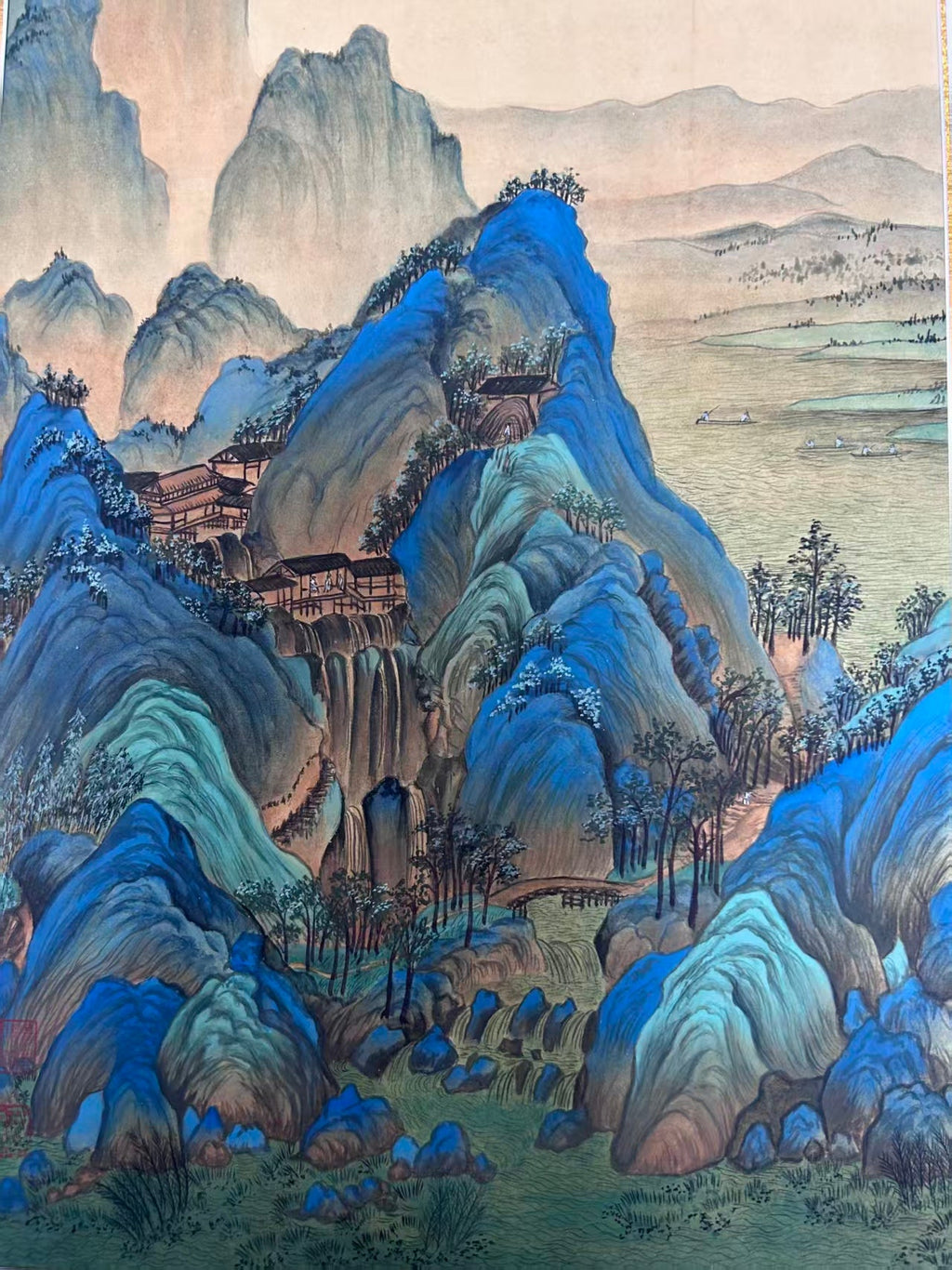 Azure Valley Retreat | Chinese Original Painting | Magic Bear Art