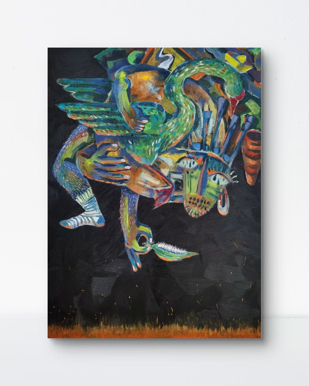 Balloon and Torch - Oil on Canvas 31.5'' × 23.6'' | Chinese Original Painting | Magic Bear Art