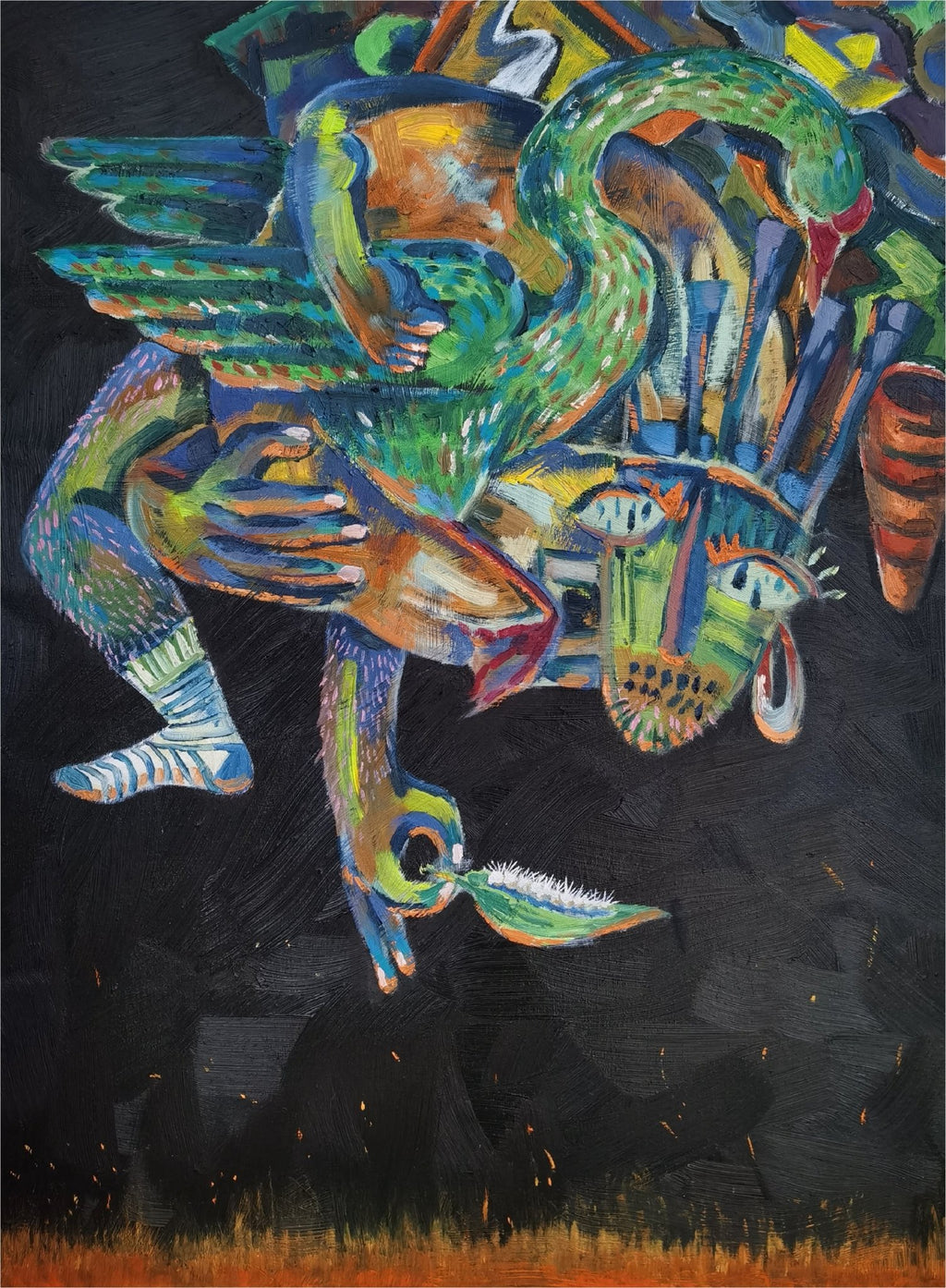 Balloon and Torch - Oil on Canvas 31.5'' × 23.6'' | Chinese Original Painting | Magic Bear Art