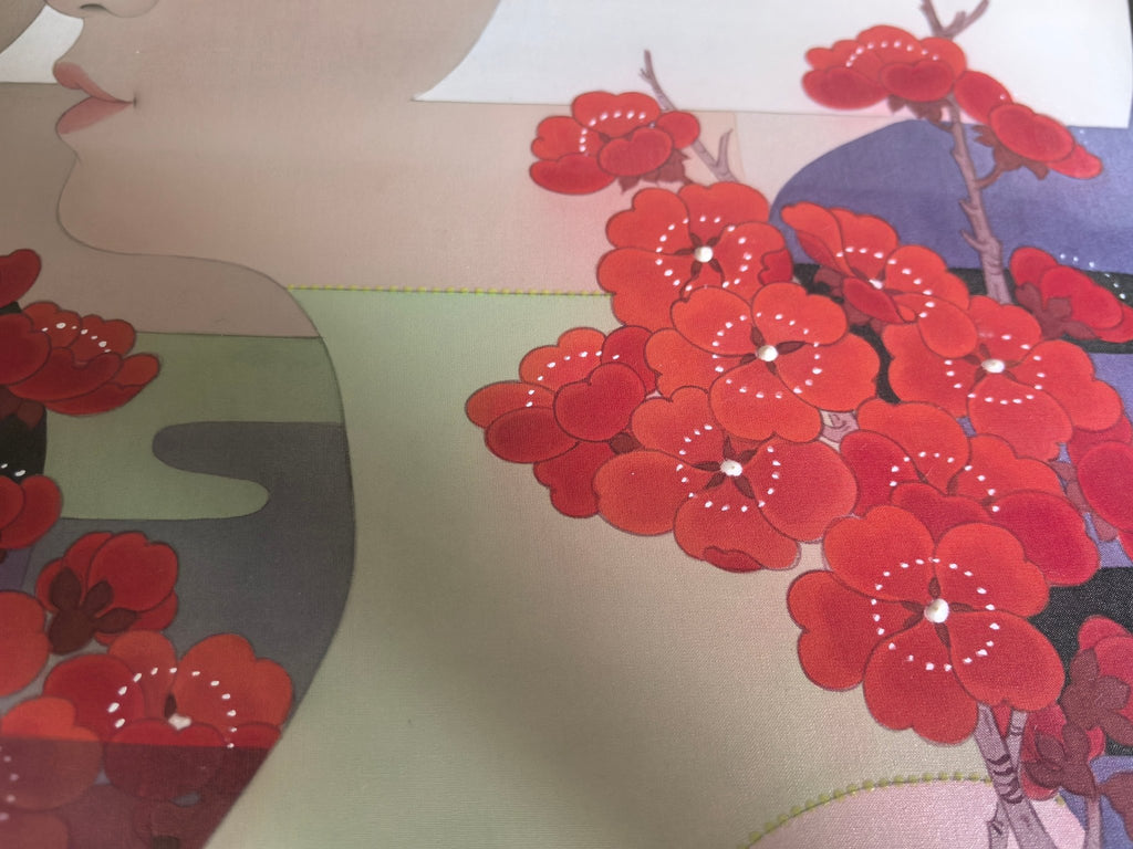 Butterfly Shadow - Ink and Color on Silk 15.7'' × 15.7'' | Chinese Original Painting | Magic Bear Art