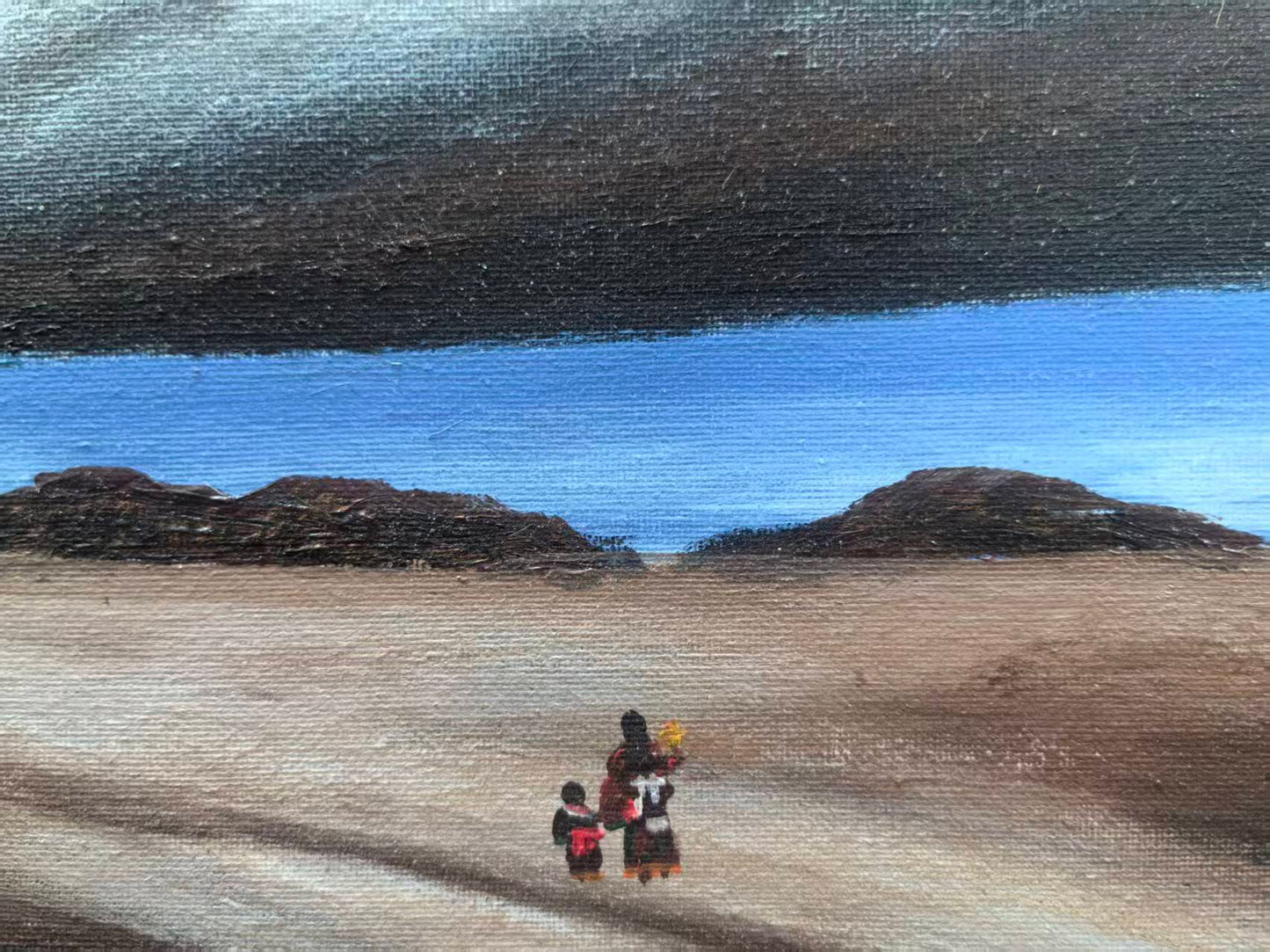 Mother and Child on the Plateau — The Gaze Upon Tibet Series, Small Format Oil