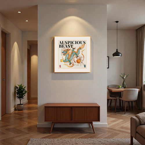 Chinese Dragon - Silk Wall Art 19.7'' × 19.7'' | Original Painting by Chinese Artist | Magic Bear Art