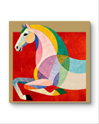 Chinese Horse | Silk Art Print 23.6'' × 23.6'' | Chinese Original Painting | Magic Bear Art