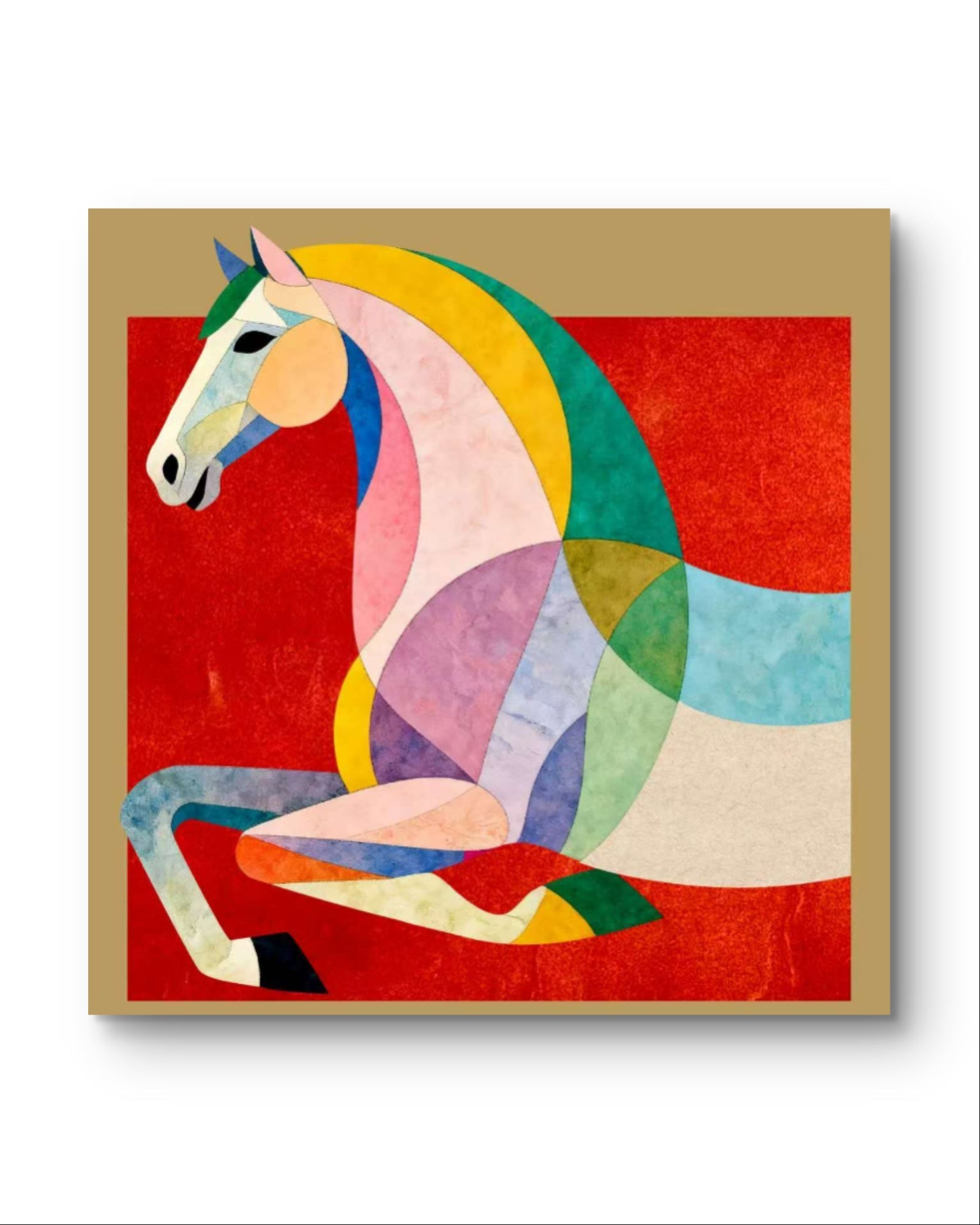 Chinese Horse | Silk Art Print 23.6'' × 23.6'' | Chinese Original Painting | Magic Bear Art