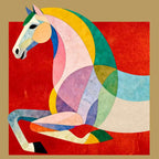 Chinese Horse | Silk Wall Art 23.6'' × 23.6'' | Chinese Original Painting | Magic Bear Art