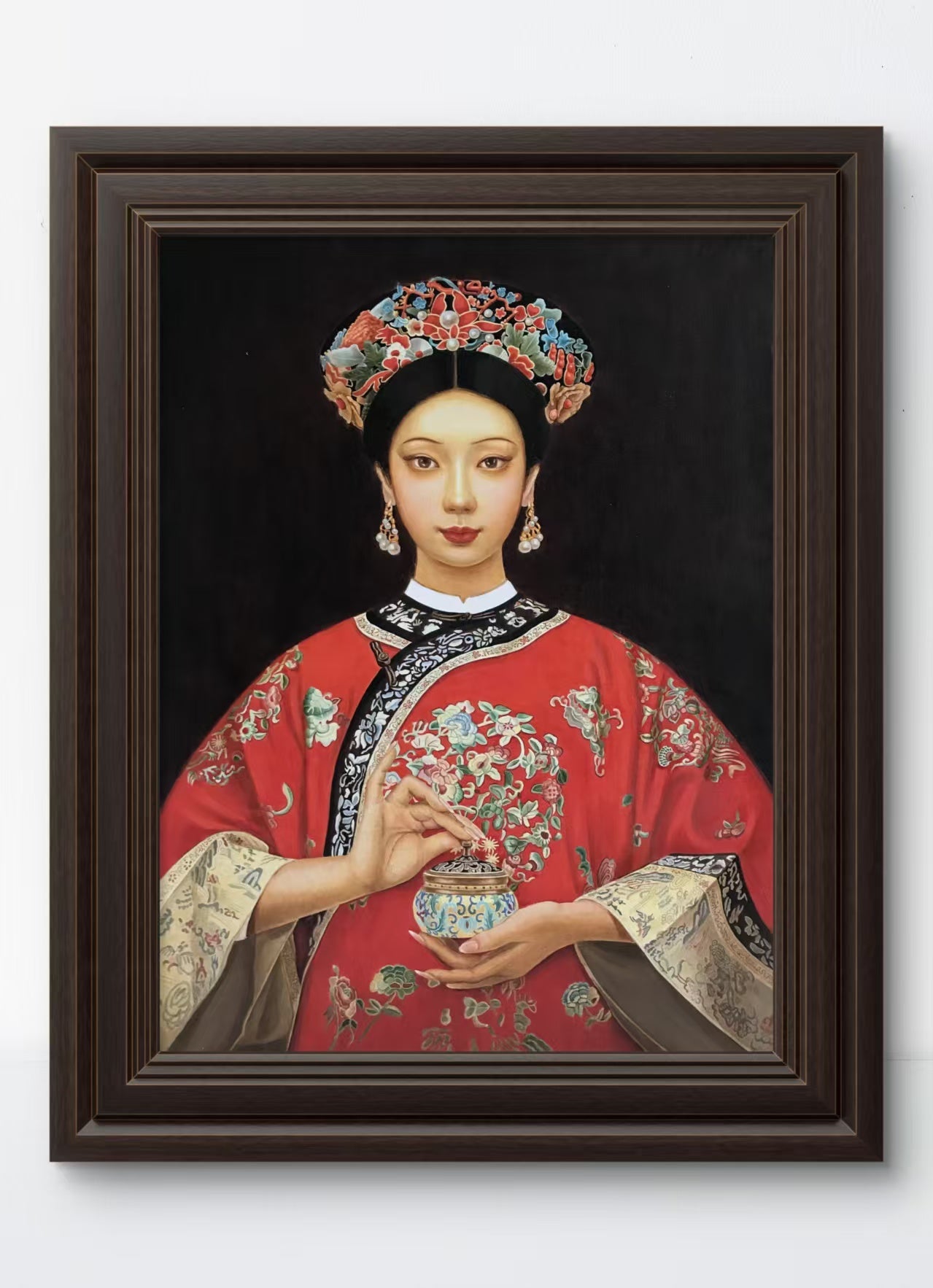 Chinese Qing Dynasty Lady - Oil on Canvas 31.5'' × 23.6'' | Original Painting by Chinese Artist | Magic Bear Art