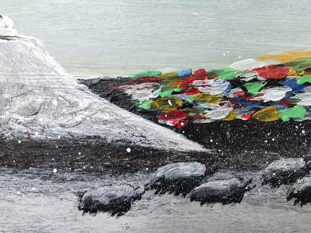 Dwellings on the Plateau — 20.9''×13.8 '' Small Format Oil | Original Painting by Chinese Artist | Magic Bear Art