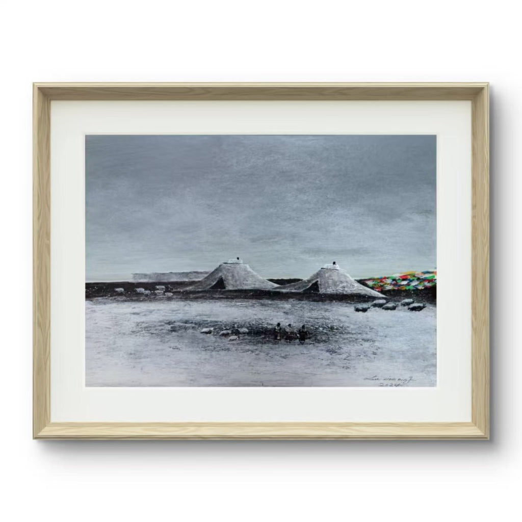 Dwellings on the Plateau — 20.9''×13.8 '' Small Format Oil | Chinese Original Painting | Magic Bear Art