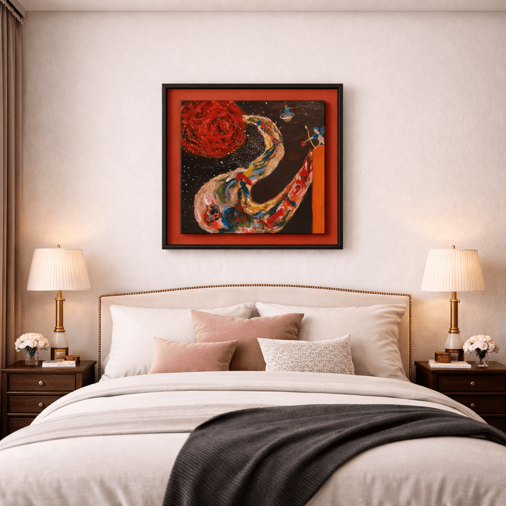 Fantasy Cosmic Nebula Series — Rose Nebula 19.7 ''× 23.6'' | Original Painting by Chinese Artist | Magic Bear Art