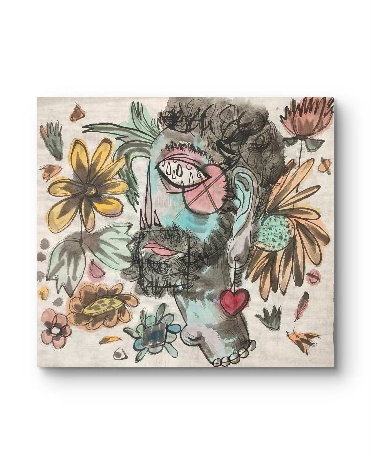 Flowers in Bloom - Chinese Ink & Color 13.8″ × 12.6″ | Chinese Original Painting | Magic Bear Art