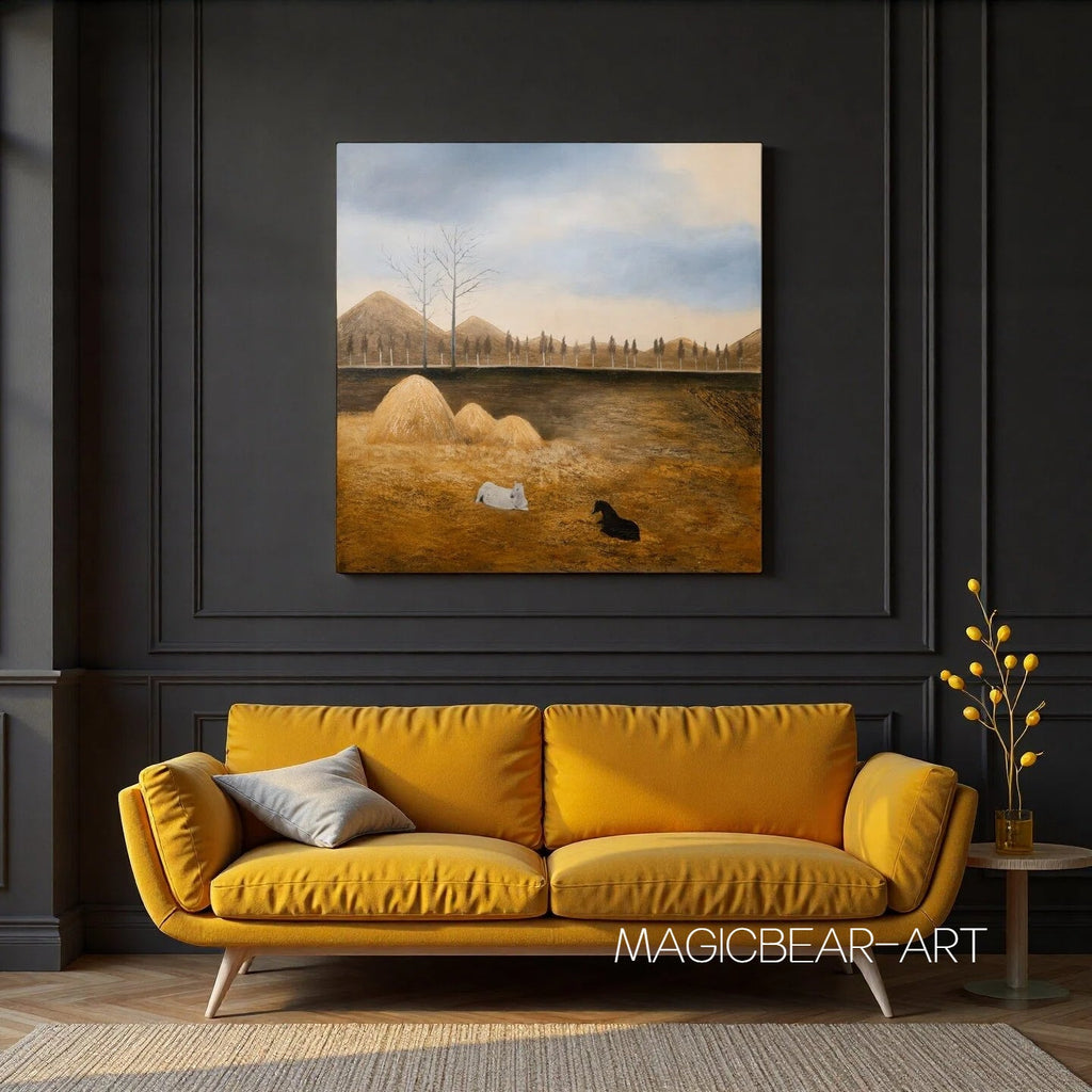 Friends on the Yellow Land — Oil | Original Painting by Chinese Artist | Magic Bear Art