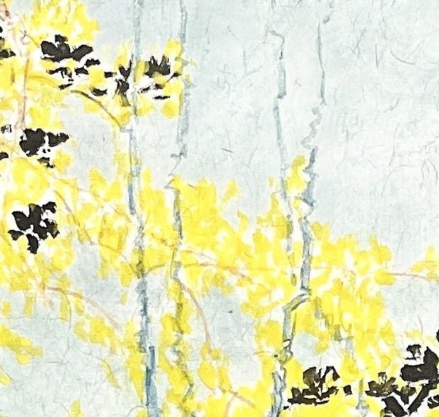 Golden Autumn | ink and color painting 19.3''× 18.1'' | Original Painting by Chinese Artist | Magic Bear Art