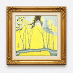 Golden Autumn | ink and color painting 19.3''× 18.1'' | Original Painting by Chinese Artist | Magic Bear Art
