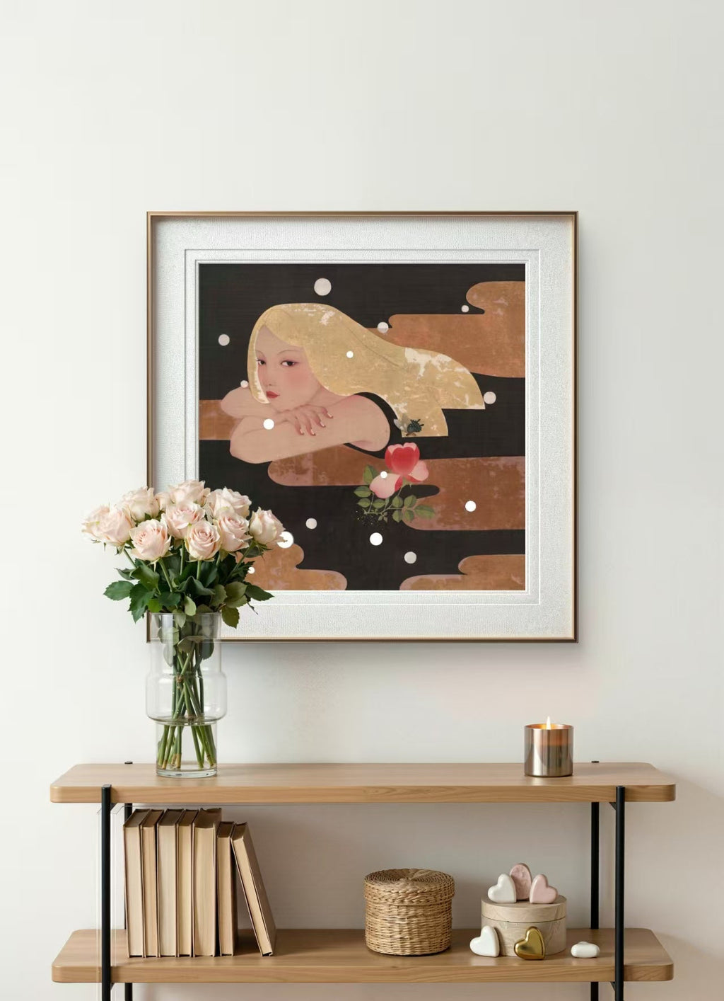 Golden Years - Ink and Color on Silk 19.7'' × 19.7'' | Chinese Original Painting | Magic Bear Art