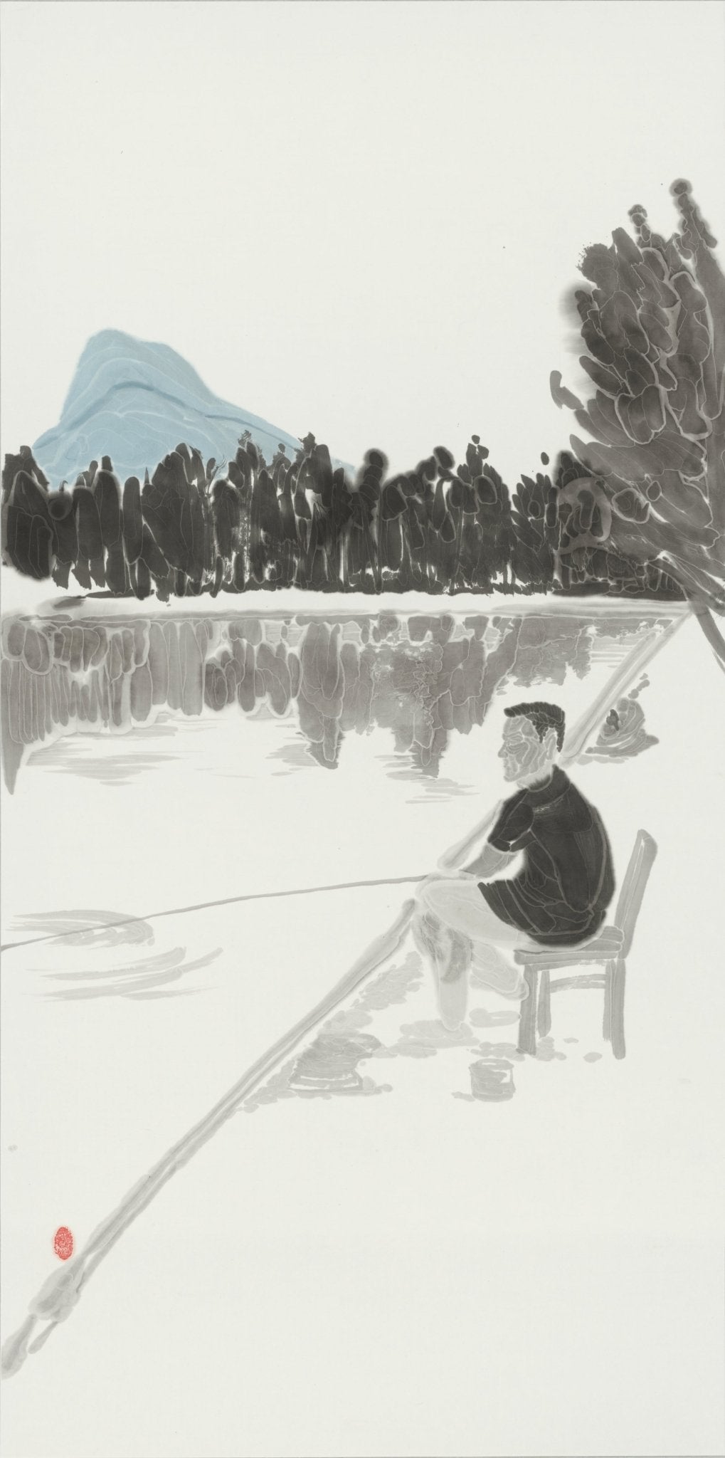 He Jun | The Quiet Shore—54.3'' × 26.8''，Contemporary Chinese Ink | Original Painting by Chinese Artist | Magic Bear Art