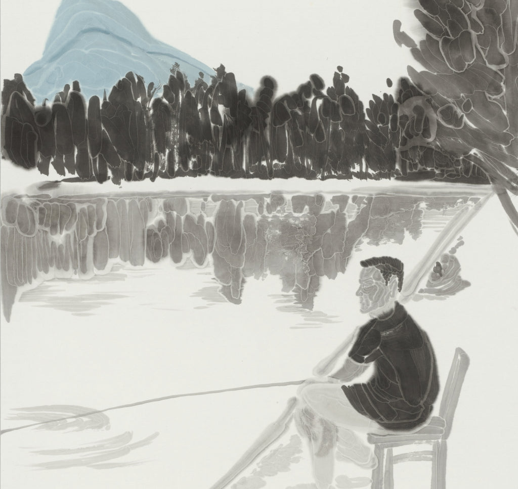 He Jun | The Quiet Shore—54.3'' × 26.8''，Contemporary Chinese Ink | Original Painting by Chinese Artist | Magic Bear Art