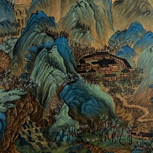 Hidden Valley of Blue Peaks | Chinese Original Painting | Magic Bear Art