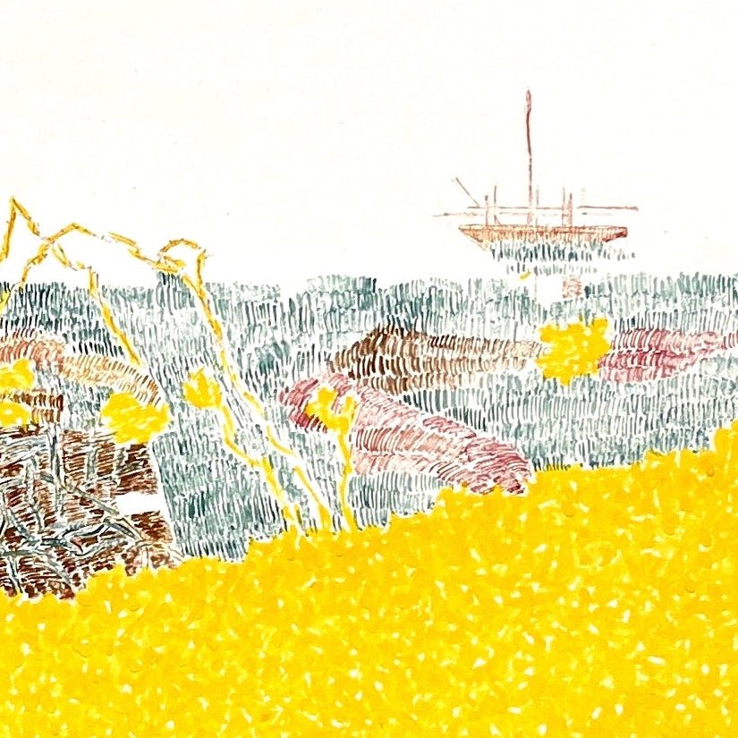 Horizon Series ｜ ink and color painting 19.7'' × 18.3'' | Original Painting by Chinese Artist | Magic Bear Art