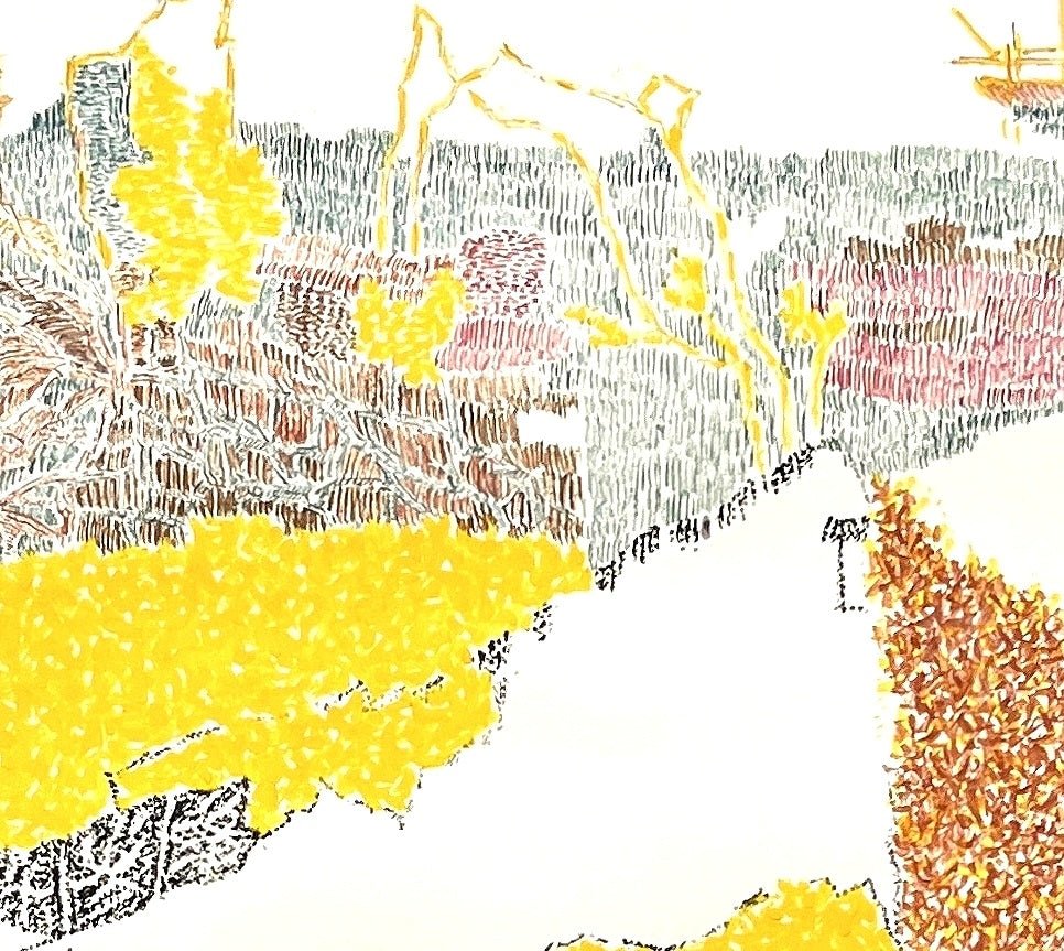 Horizon Series ｜ ink and color painting 19.7''× 18.3'' | Original Painting by Chinese Artist | Magic Bear Art