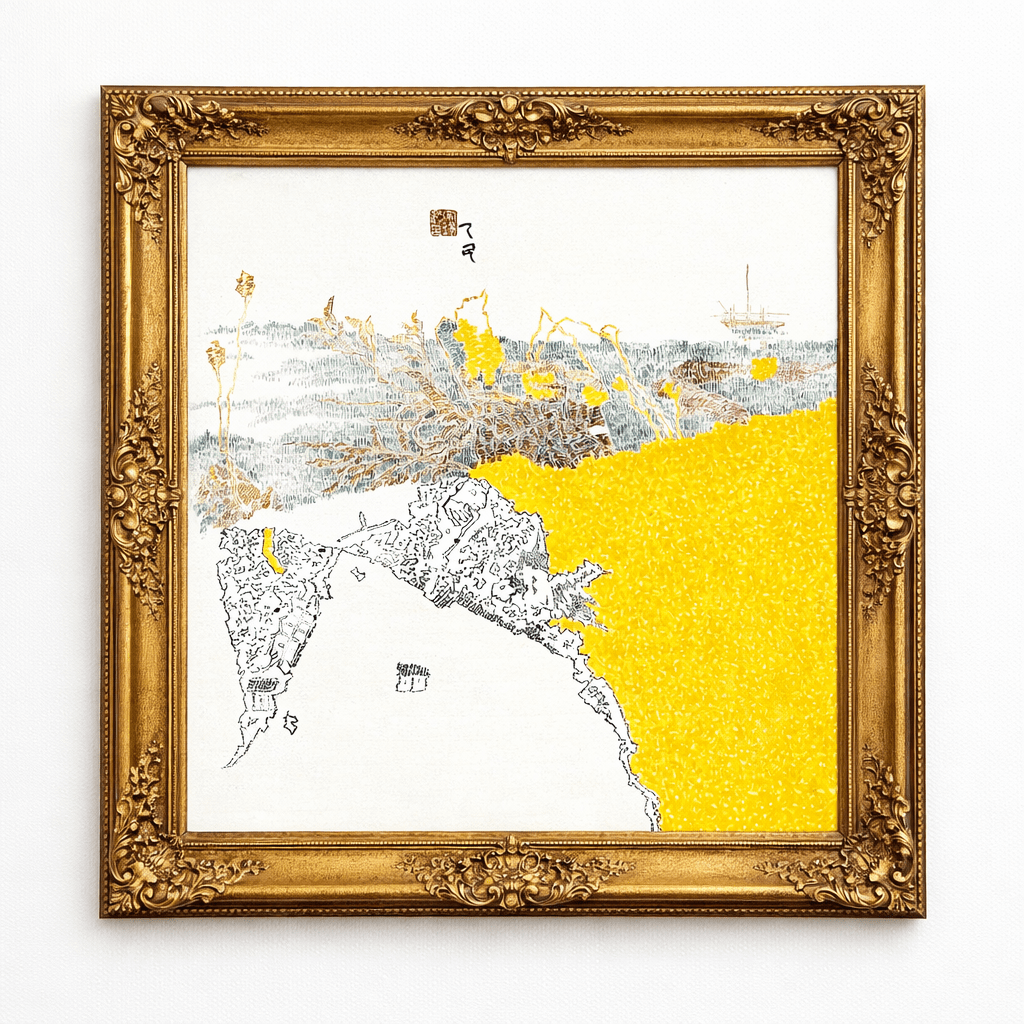 Horizon Series ｜ ink and color painting 19.7'' × 18.3'' | Original Painting by Chinese Artist | Magic Bear Art