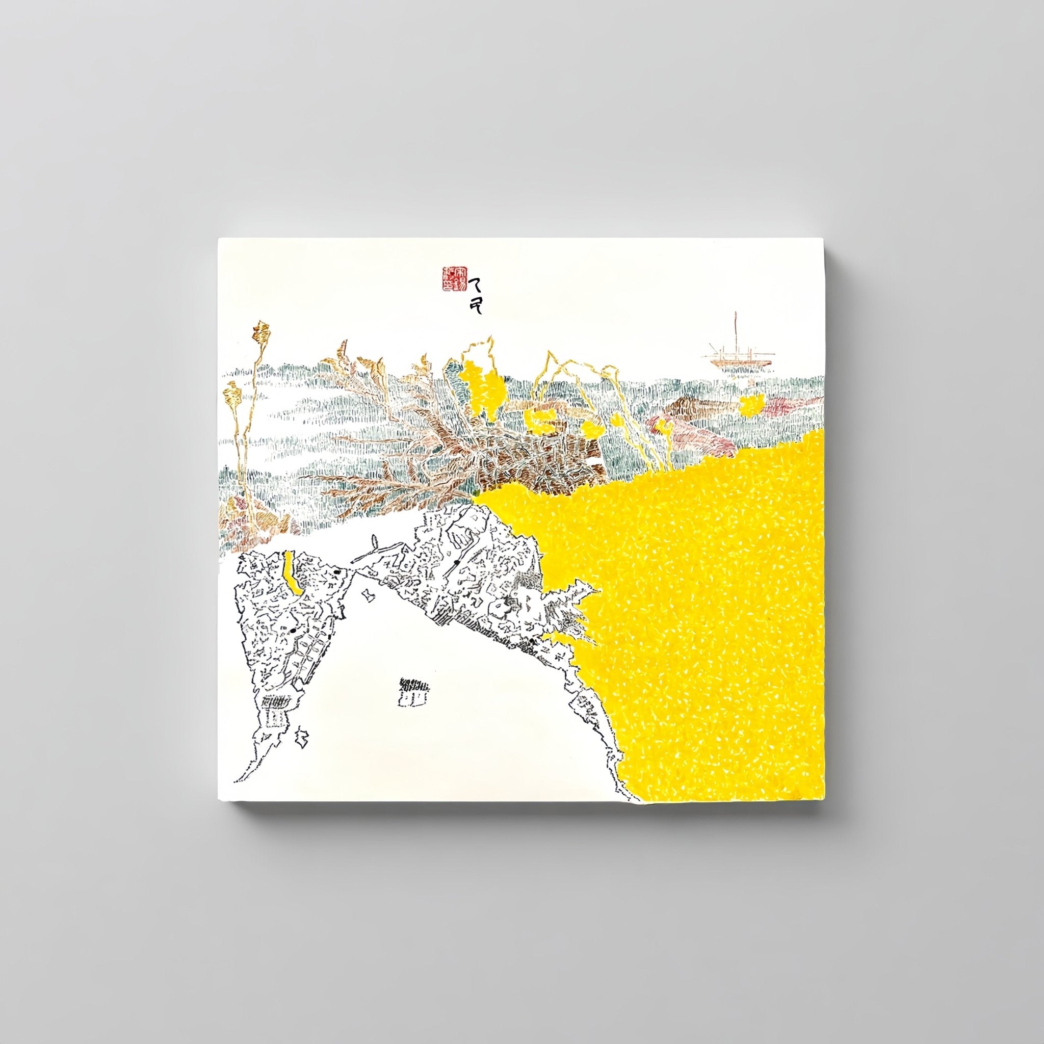 Horizon Series ｜ ink and color painting 19.7'' × 18.3'' | Original Painting by Chinese Artist | Magic Bear Art