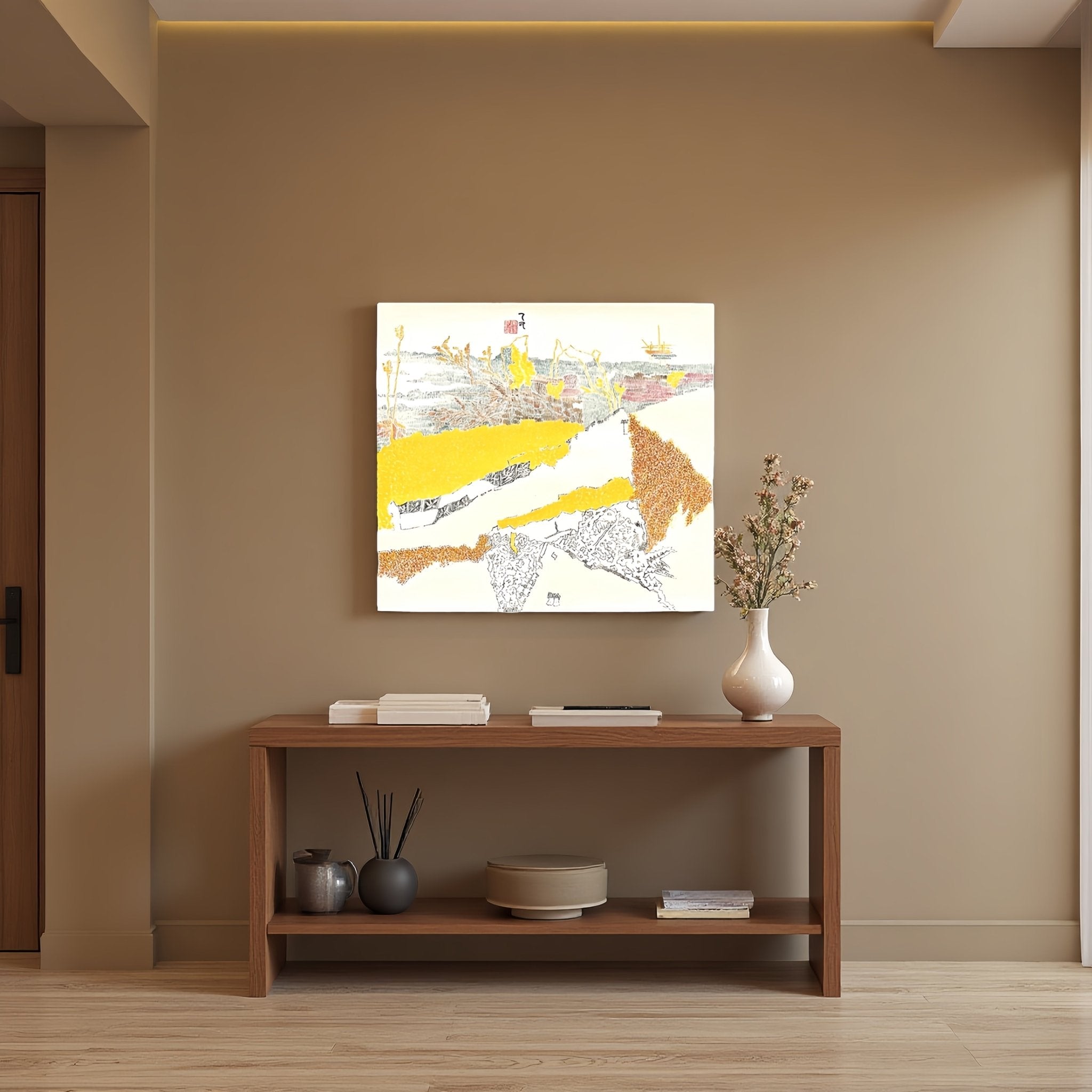 Horizon Series ｜ ink and color painting 19.7''× 18.3'' | Original Painting by Chinese Artist | Magic Bear Art