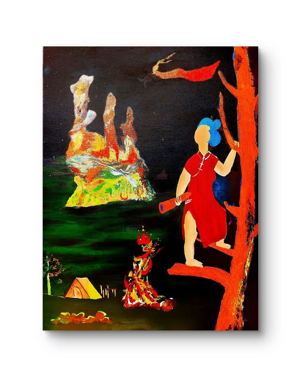 Humanity Gazing at the Universe | Chinese Original Painting | Magic Bear Art