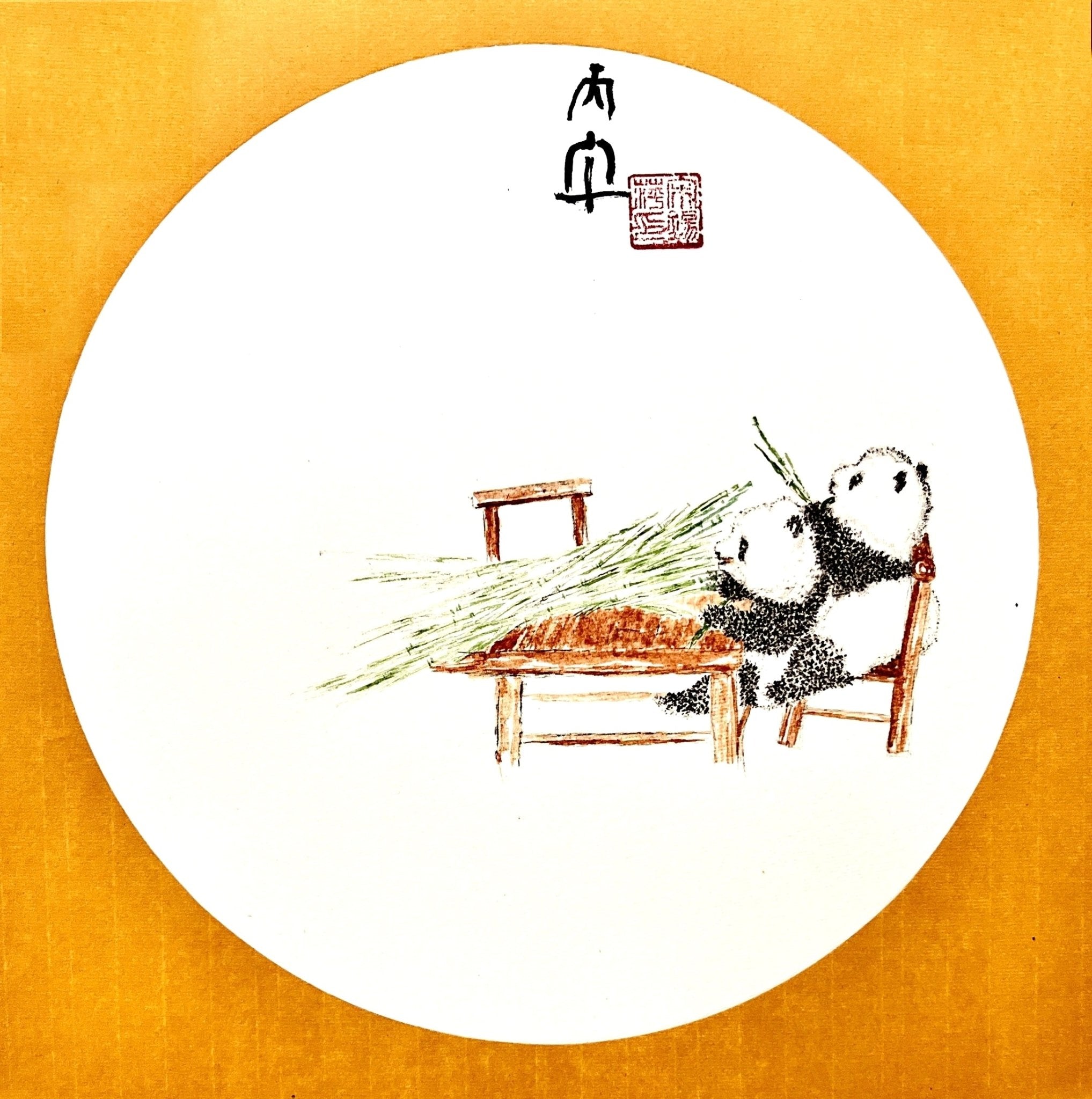 Just Want to Be Together - Ink on Xuan Paper 13.0'' × 13.0'' | Chinese Original Painting | Magic Bear Art