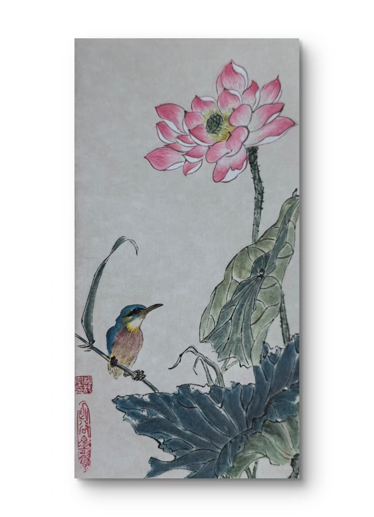 Lotus Whisper - Ink and Color 9.8'' × 5.1'' | Chinese Original Painting | Magic Bear Art