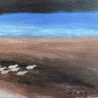 Mother and Child on the Plateau — 15.7'' × 23.6'' Small Format Oil | Original Painting by Chinese Artist | Magic Bear Art